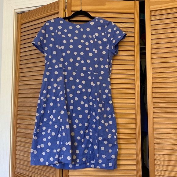 Cheerful blue cotton dress. A bit retro looking. - Picture 1 of 5